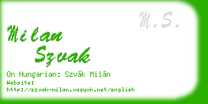milan szvak business card